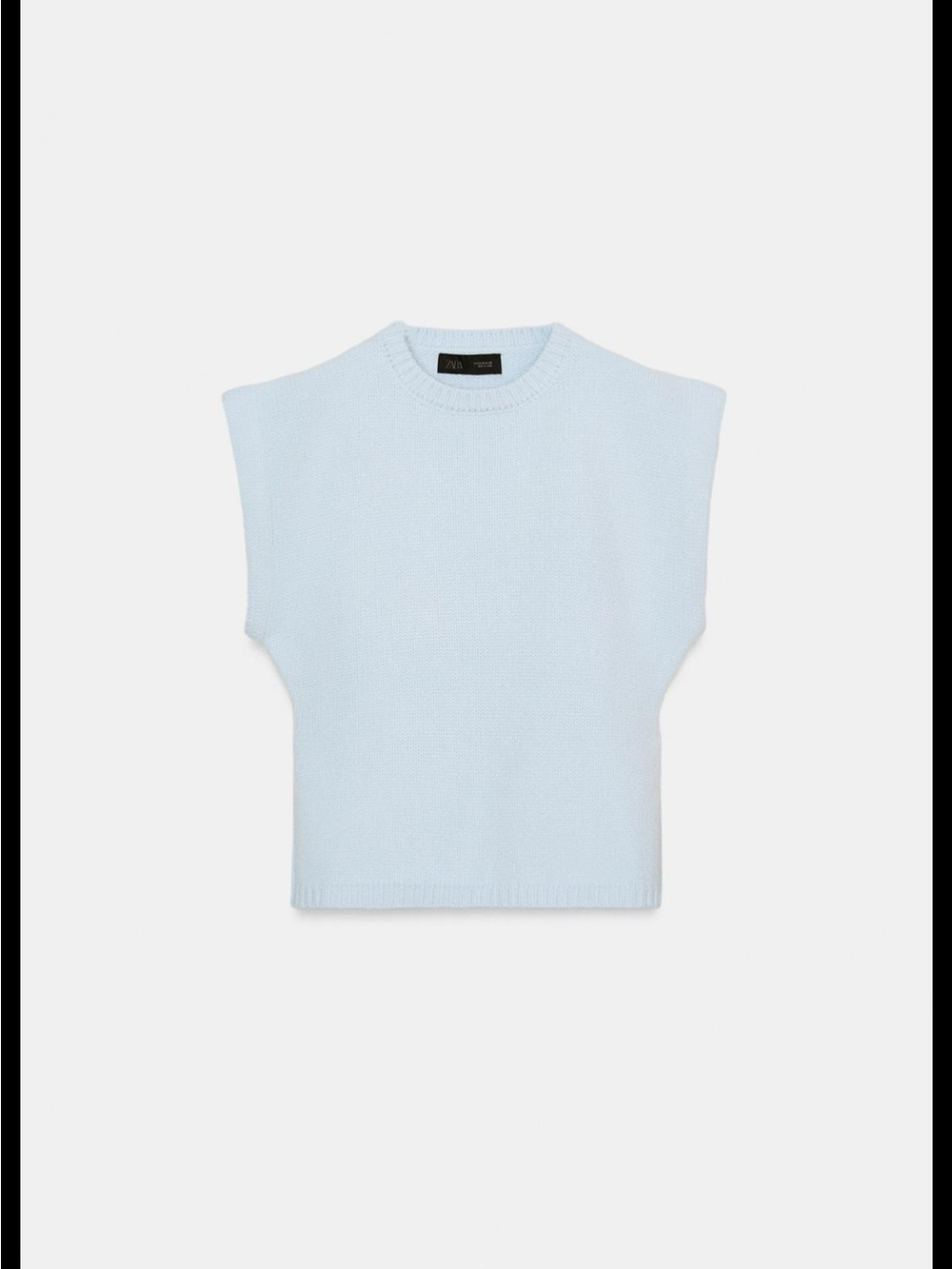 Zara Pale Blue Crewneck Sleeveless Knit Sweater